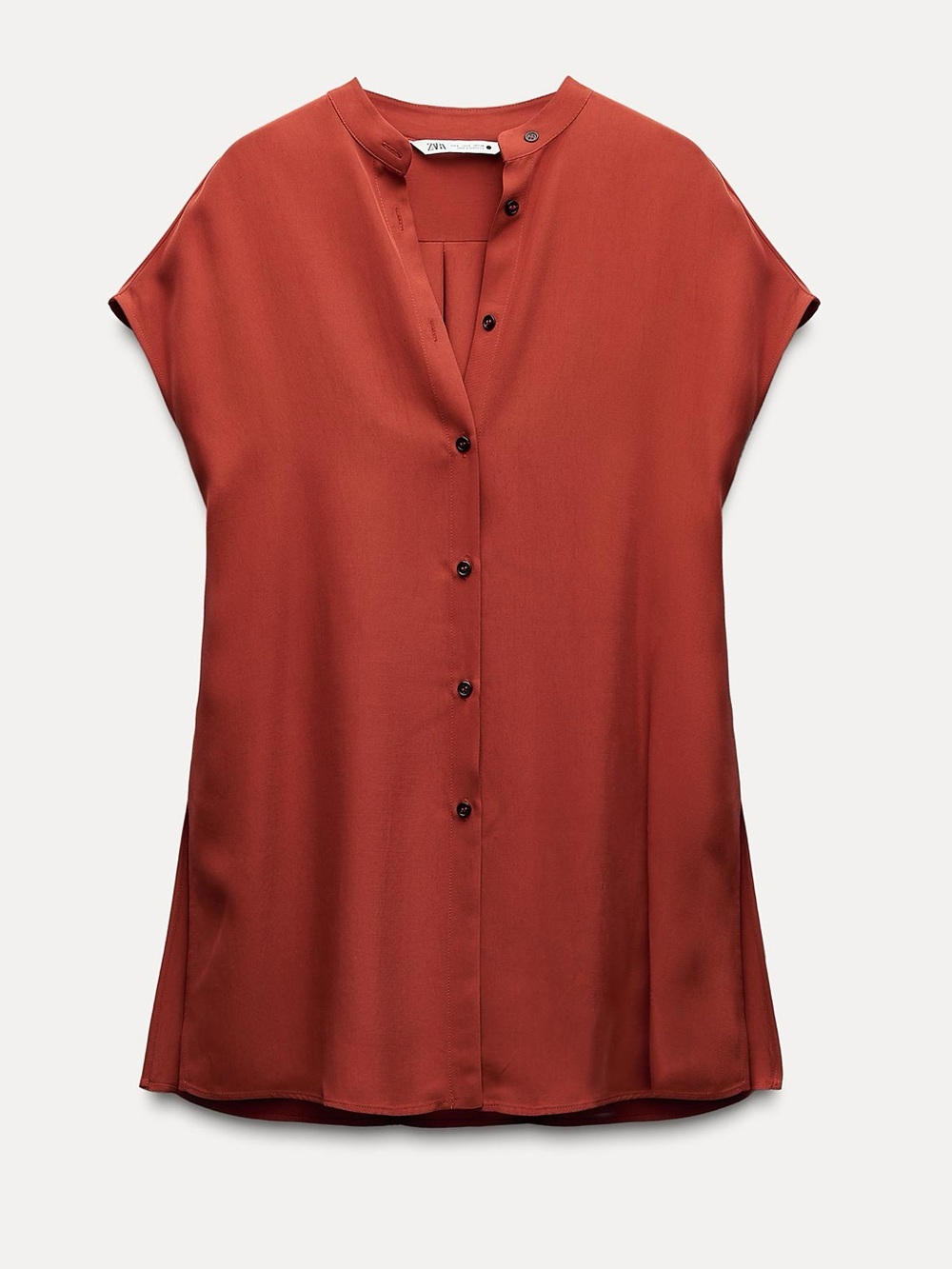 Zara Rust Button-Front Sleeveless Tunic